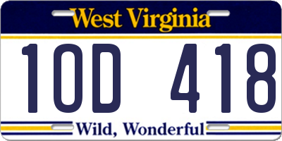 WV license plate 1OD418