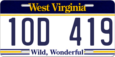 WV license plate 1OD419