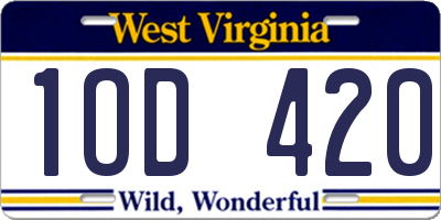 WV license plate 1OD420