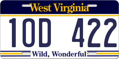 WV license plate 1OD422