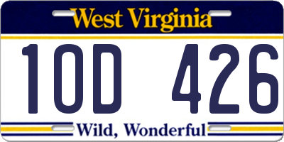 WV license plate 1OD426