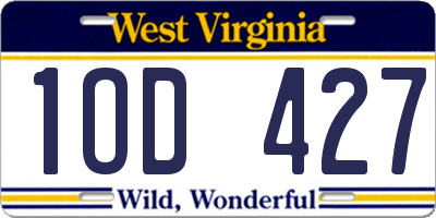 WV license plate 1OD427