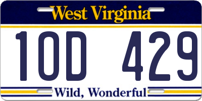 WV license plate 1OD429