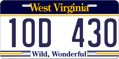 WV license plate 1OD430