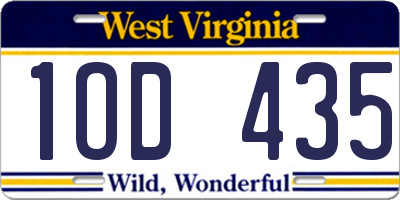 WV license plate 1OD435
