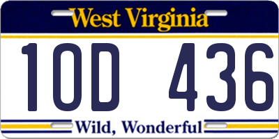 WV license plate 1OD436