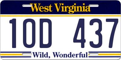 WV license plate 1OD437