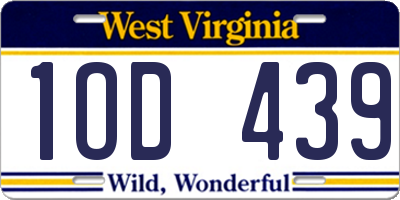 WV license plate 1OD439