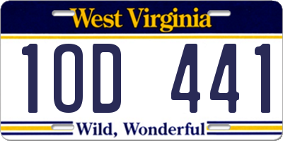 WV license plate 1OD441