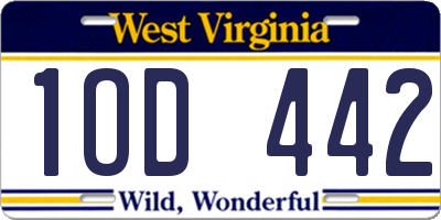 WV license plate 1OD442