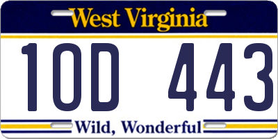 WV license plate 1OD443