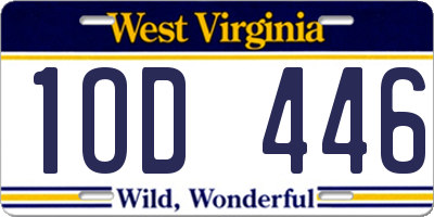 WV license plate 1OD446