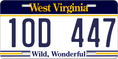 WV license plate 1OD447