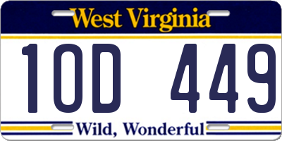 WV license plate 1OD449