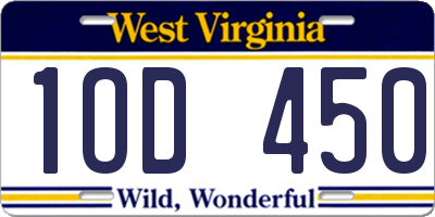 WV license plate 1OD450