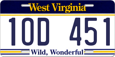 WV license plate 1OD451