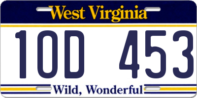 WV license plate 1OD453