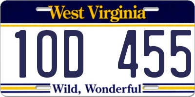 WV license plate 1OD455
