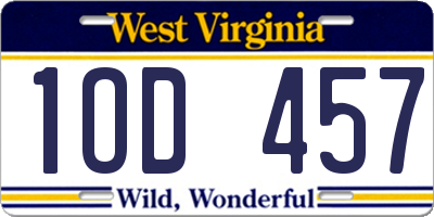 WV license plate 1OD457