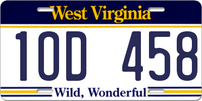 WV license plate 1OD458