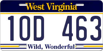 WV license plate 1OD463