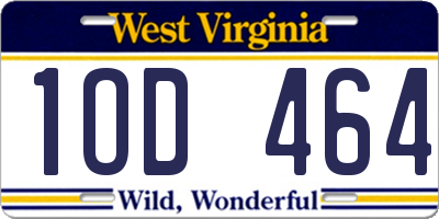 WV license plate 1OD464