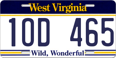 WV license plate 1OD465