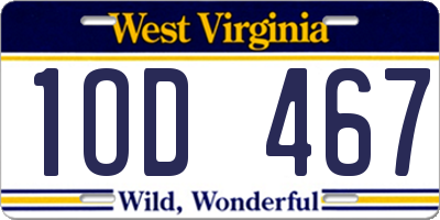 WV license plate 1OD467