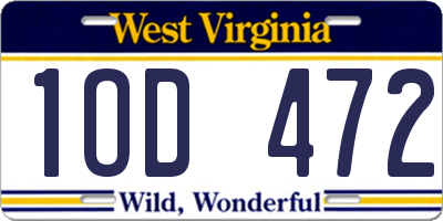 WV license plate 1OD472