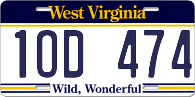 WV license plate 1OD474