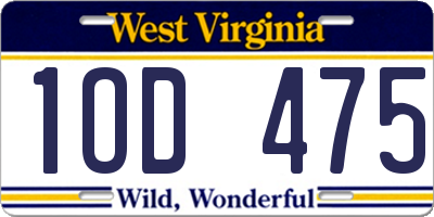 WV license plate 1OD475