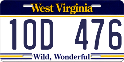 WV license plate 1OD476