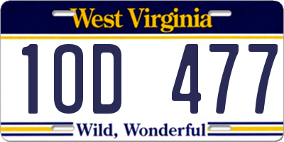 WV license plate 1OD477