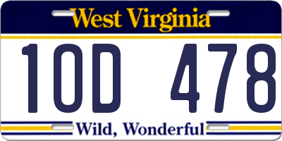 WV license plate 1OD478