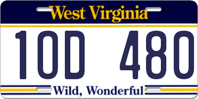 WV license plate 1OD480