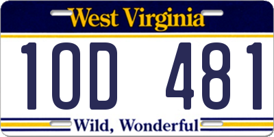 WV license plate 1OD481