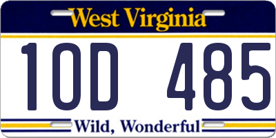 WV license plate 1OD485