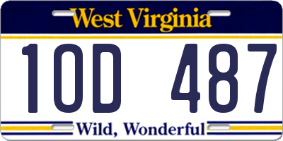 WV license plate 1OD487