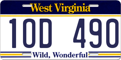 WV license plate 1OD490
