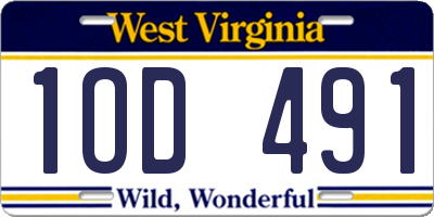 WV license plate 1OD491