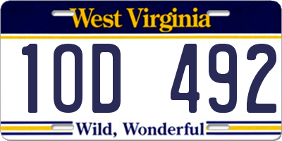 WV license plate 1OD492