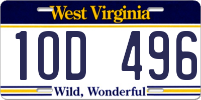 WV license plate 1OD496