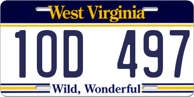 WV license plate 1OD497