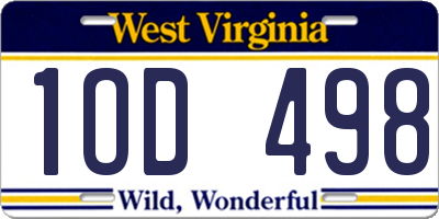 WV license plate 1OD498