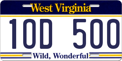 WV license plate 1OD500