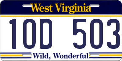 WV license plate 1OD503