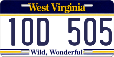 WV license plate 1OD505