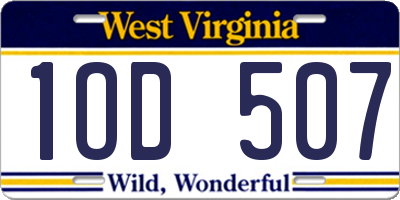 WV license plate 1OD507