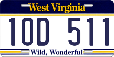 WV license plate 1OD511