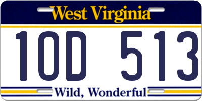 WV license plate 1OD513
